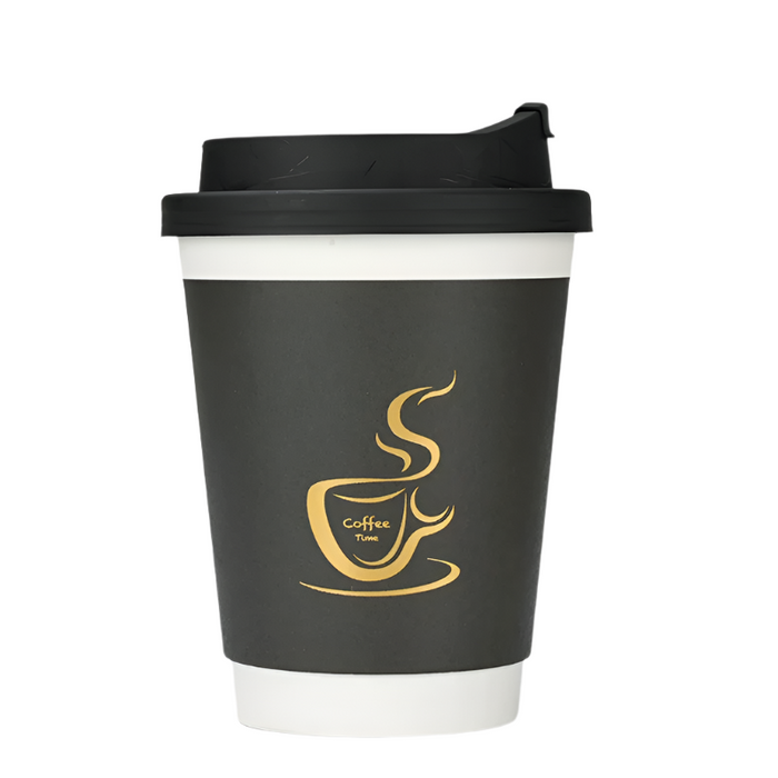 24 Piece Disposable Cups With Lids For Hot / Cold Drinks 8 / 12Oz