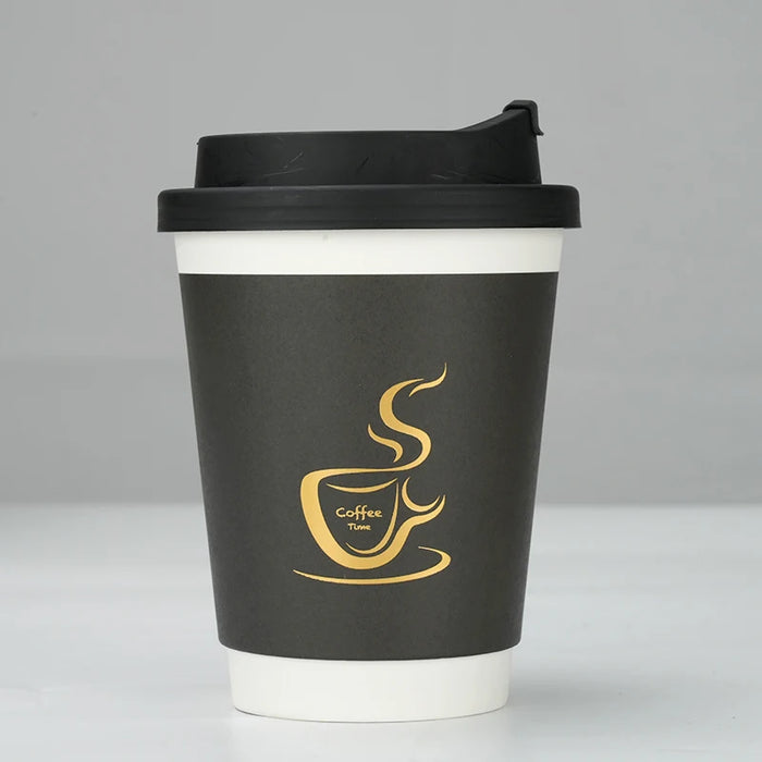 24 Piece Disposable Cups With Lids For Hot / Cold Drinks 8 / 12Oz