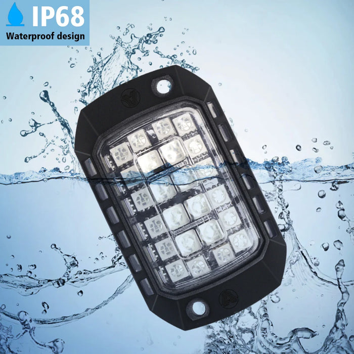 Rgb 3D Lens Led Rock Lights Remote Control Offroad / Atv / Jeep / Car