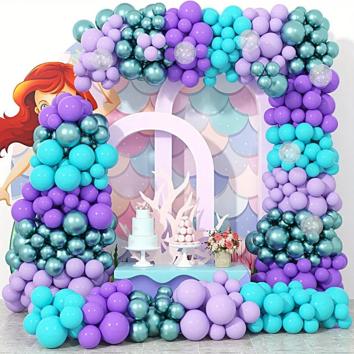 117Pcs Mermaid Series Balloon Arch Set - Used For Birthday Anniversary Engagement Wedding Theme Party Decoration