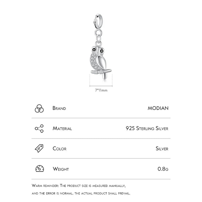 925 Sterling Silver Woodpecker Charm Bracelet For Women