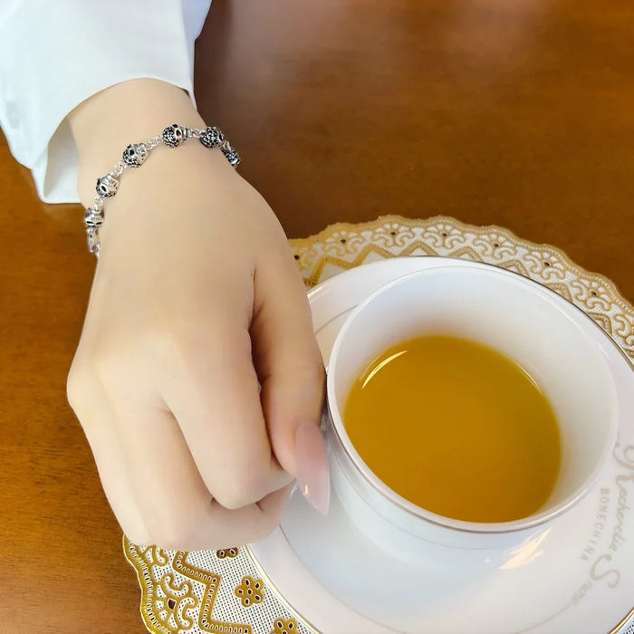 925 Sterling Silver Punk Skull Pave Link Chain Bracelet For Women Men Party