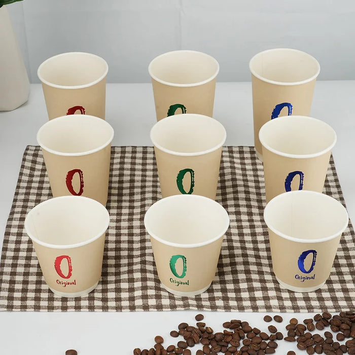 25 Piece Bamboo Double Wall Paper Cups For Hot / Cold Drinks Natural & Eco Friendly