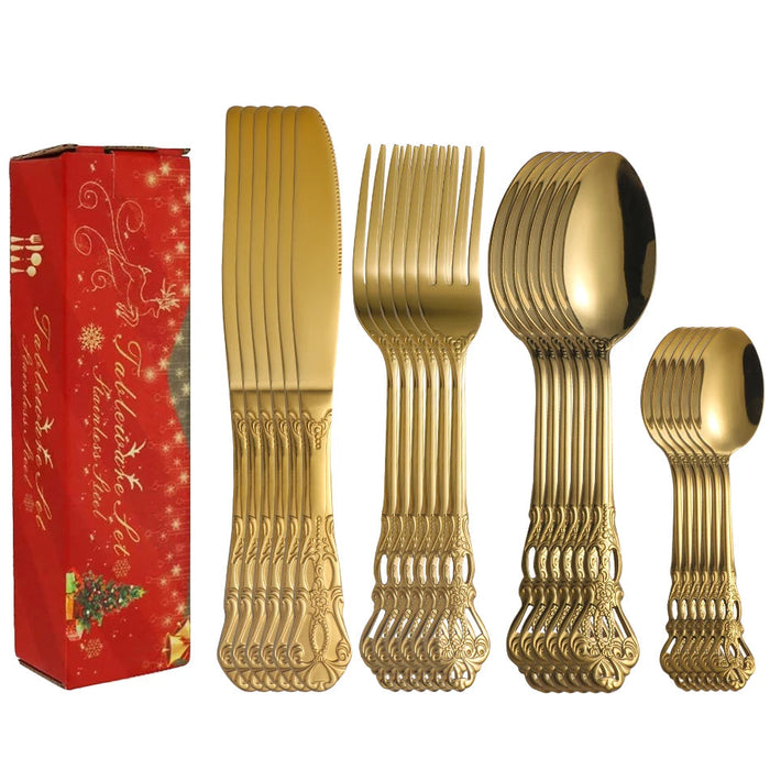 24 Piece Stainless Steel Cutlery Set For Family Hotel Party Christmas Tableware