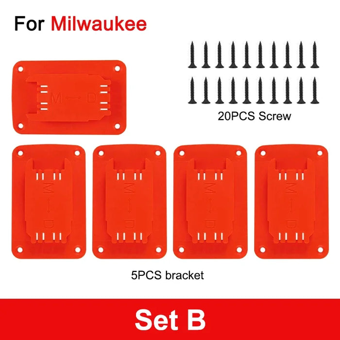 5 / 10 Pack Universal Battery Storage Rack For 14.4V And 18V Li Ion Batteries Wall Mount Tool Bracket For Dewalt Makita And Milwaukee Compatible Batteries