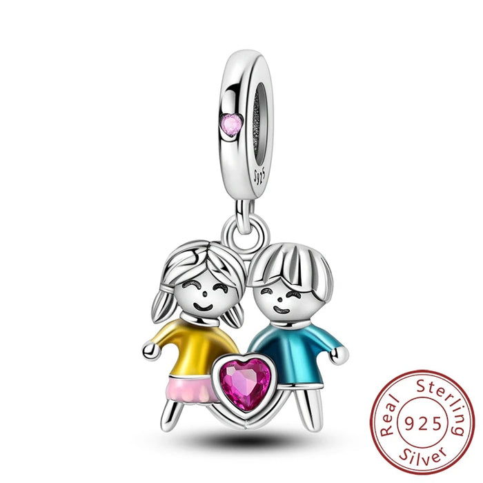 925 Sterling Silver Sister Charm Pendant Fits Bracelet Diy Gift