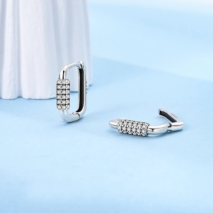 925 Sterling Silver Square Hoop Earrings For Women Simple & Elegant