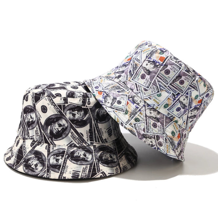 Double Sided Dollar Print Bucket Hat For Outdoor Sun Protection