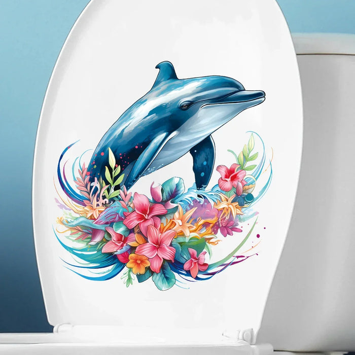 Flower Dolphin Wall Stickers For Bedroom Decor