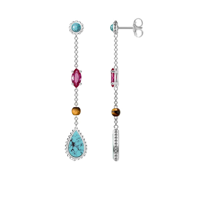 925 Sterling Silver Autumn Water Drop Earrings Turquoise Fine Jewelry For Women Riviera Colours Europe Happiness