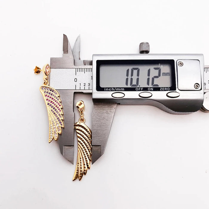 925 Sterling Silver Gold Coloured Hummingbird Wing Earrings Women Jewelry