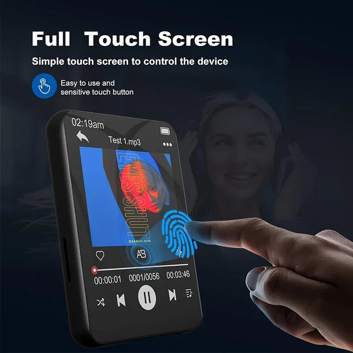 32Gb Touch Screen Mp3 Player With Bt 5.0 Hd Speaker Fm Radio & Voice Recording