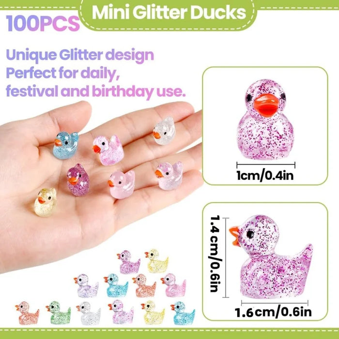 100 Mini Resin Ducks 10 Colors Diy Garden Aquarium Dollhouse