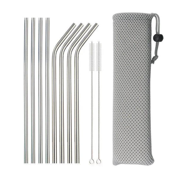 Stainless Steel Reusable Drinking Straws With Cleaning Brush