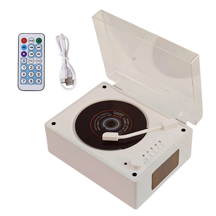 Retro Cd Player Bluetooth Speaker Turntable Speaker Bluetooth 5.4 Wireless Cd Player 3.5Mm Aux Desktop Player For Desktop Pc
