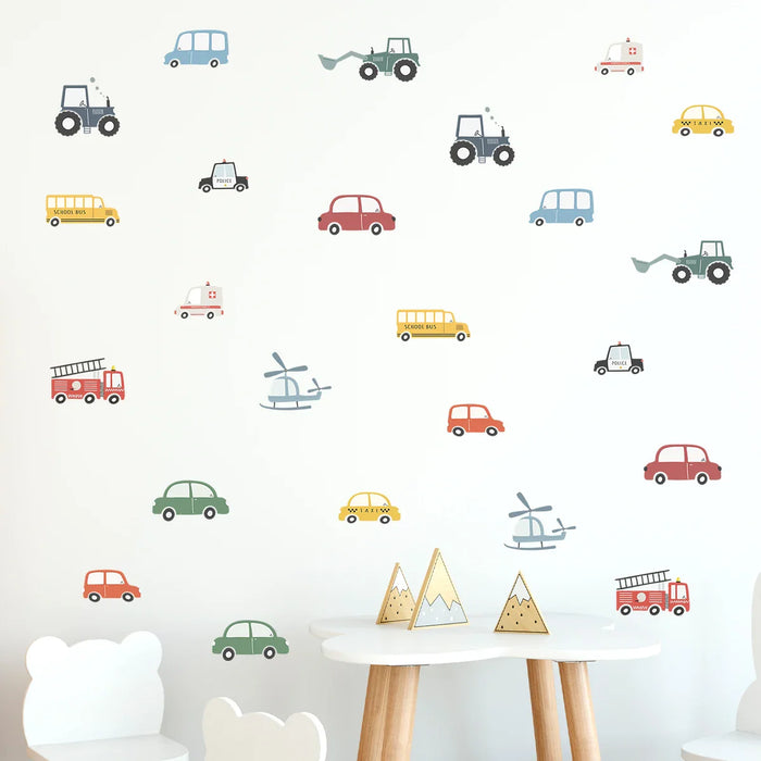 4Pc Cartoon Vehicle Wall Stickers For Kids Room Decor