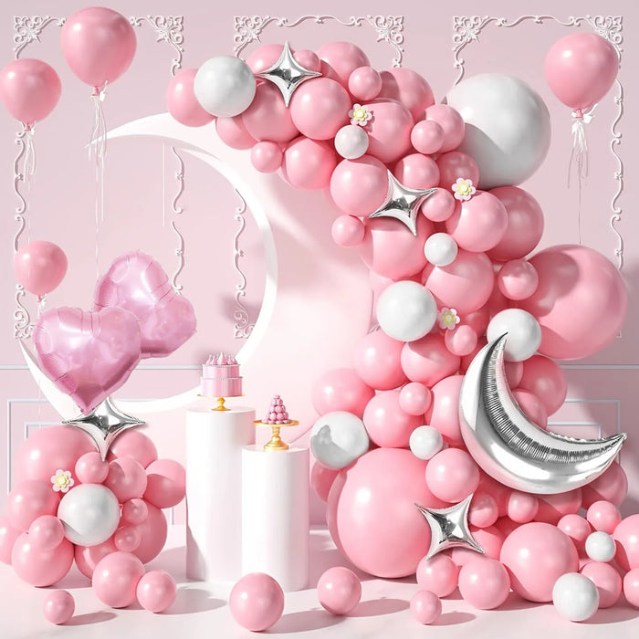 93Pcs Pink And White Balloon Arch Garland Kit For Valentine'S Day Birthday Party Wedding And Proposal Background Decoration