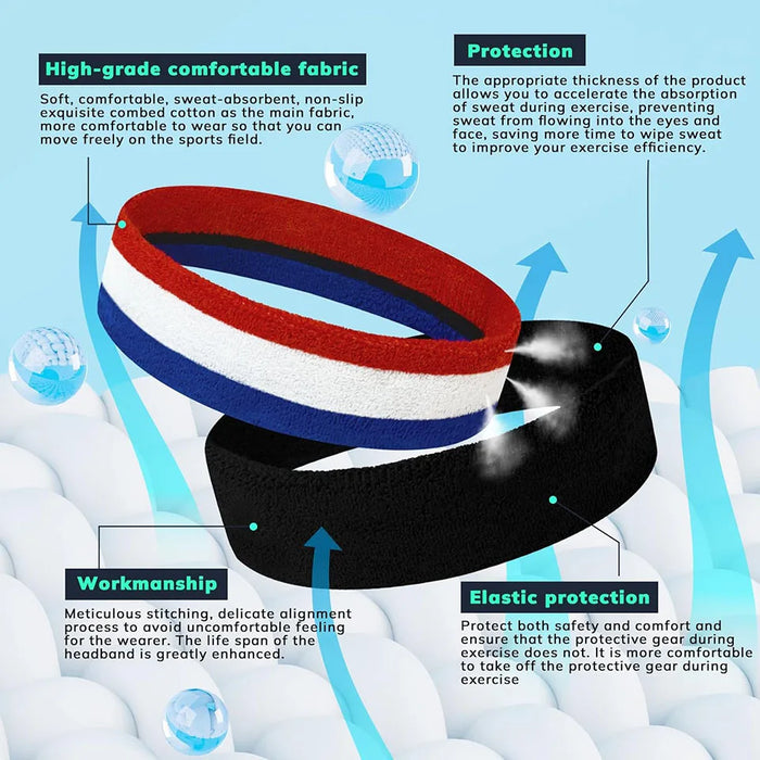 Moisture Wicking Sports Headband Ideal For Tennis Basketball Running Gym