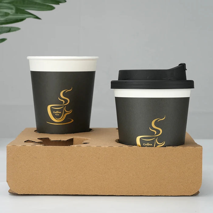 24 Piece Disposable Cups With Lids For Hot / Cold Drinks 8 / 12Oz
