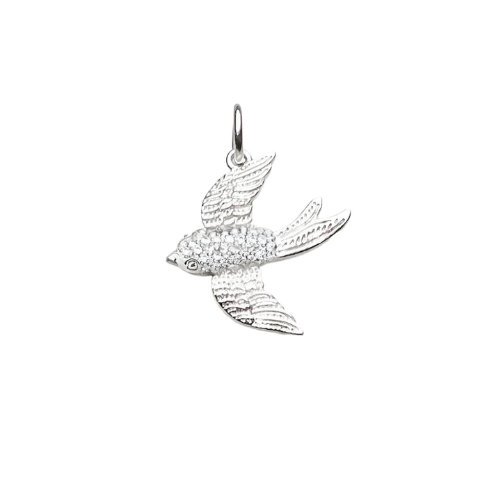 925 Sterling Silver Swallow Pave Pendant Fashion Accessory For Women