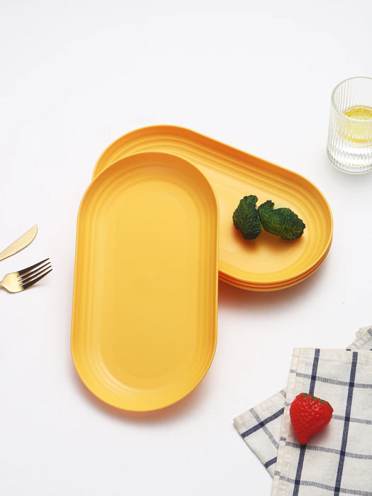 2 / 4 / 6 Piece Reusable Plastic Oval Plates For Restaurant Family Kitchen Picnic Camping