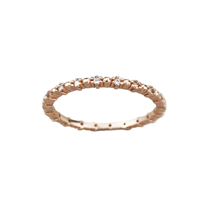 925 Sterling Silver Delicacy Dots Ring With White Stones Trend Fine Jewelry For Women