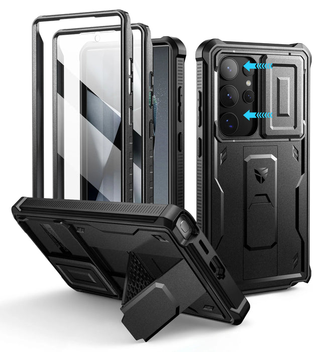 For Samsung Galaxy S24 Ultra 6.8 Inch 2024 Full Body Rugged Case With Camera Case & Built-In Screen Protector Kickstand