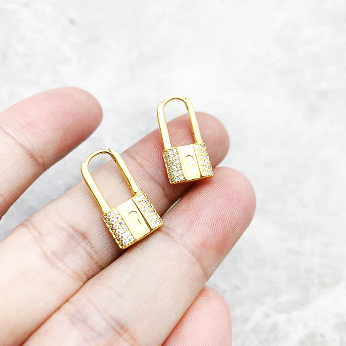 925 Sterling Silver Hinged Hoop Love Lock Earring Europe Style Glam Fashion For Women Romantic Gift