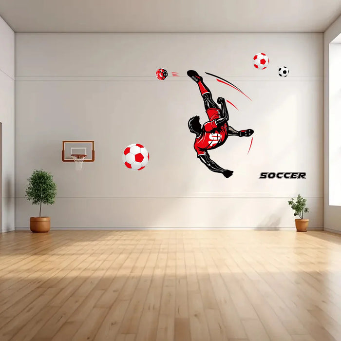 Watercolour Football Shooting Wall Stickers For Kids Room Decor
