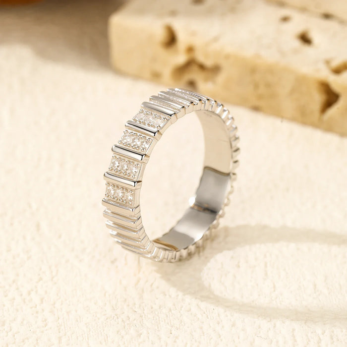 925 Sterling Silver Dazzling D Colour Moissanite Eternity Ring