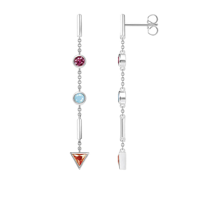 925 Sterling Silver Geometric Drop Earrings Colourful Fine Jewelry For Women