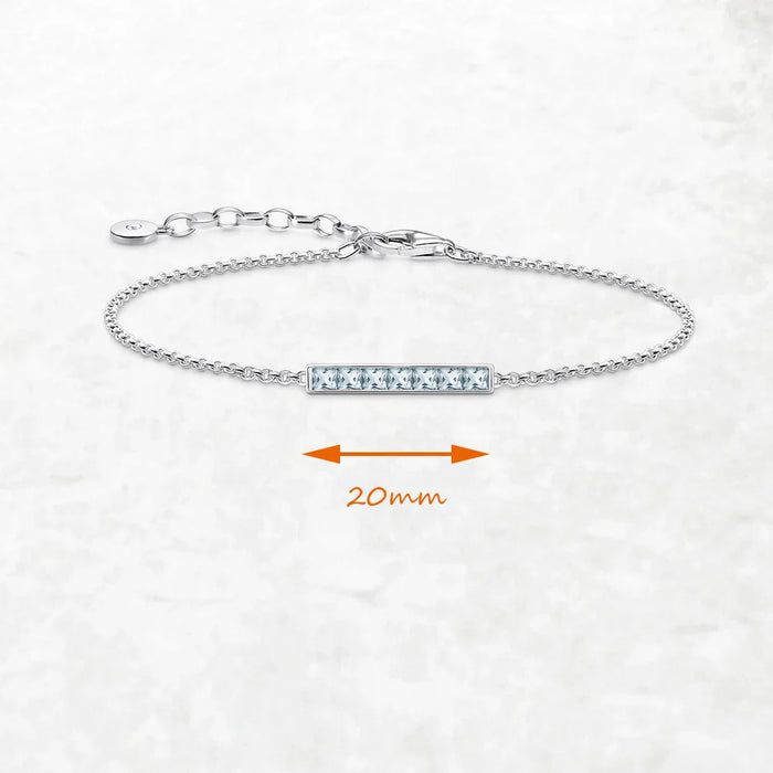 925 Sterling Silver White Zircon Link Chain Bracelet European Women Jewelry