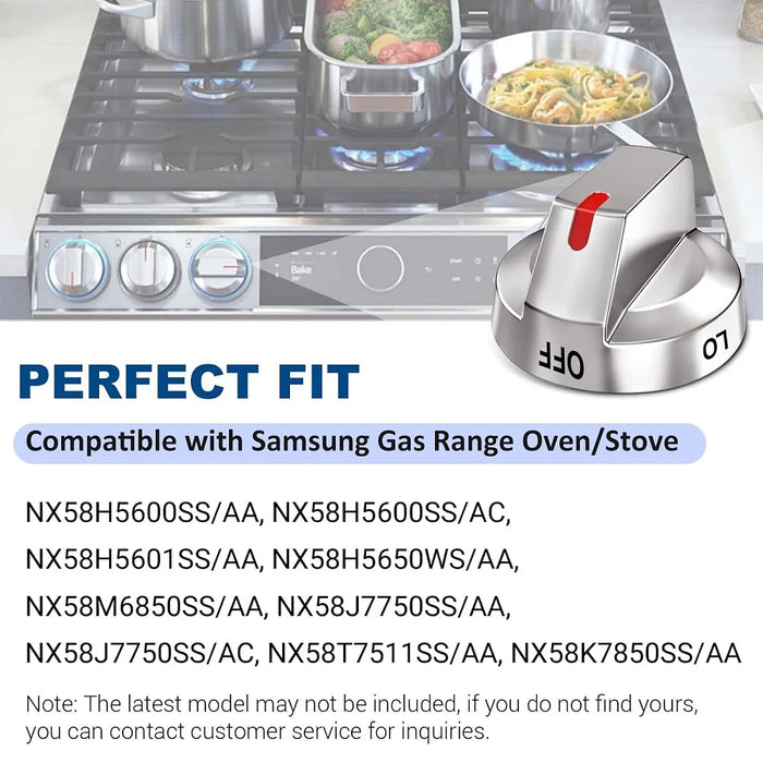 6 Pieces Dg64-00473A Burner Control Dial Knob Range Oven Knob Compatible With Samsung Nx58F5700Ws Nx58H5600Ss Nx58H5650Wsnx58J7750Ss