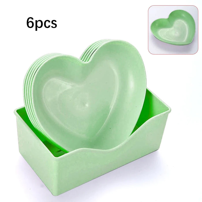 6 Piece Heart Shaped Plate Storage Box For Snacks And Dried Fruit