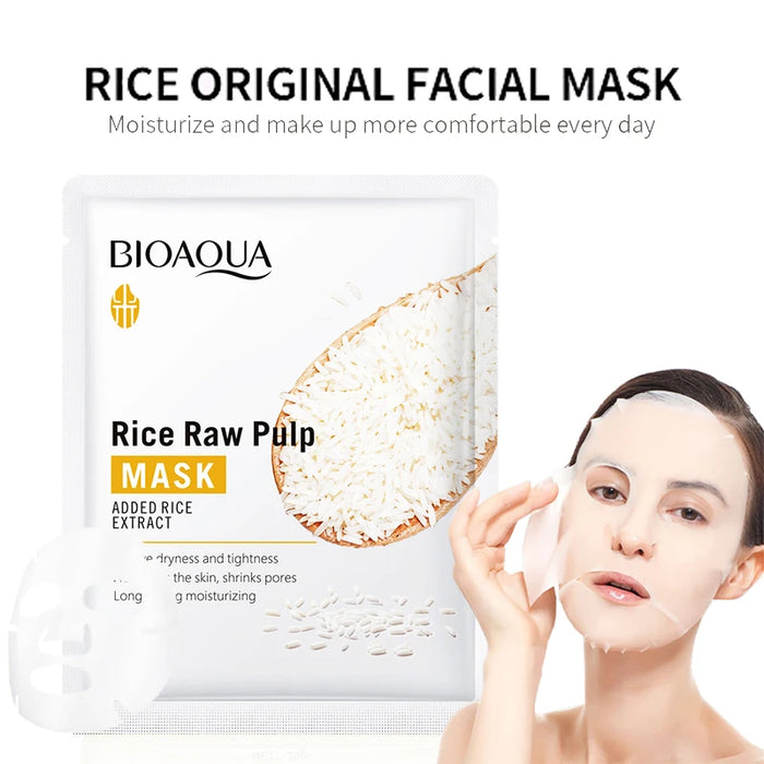 5 / 10 Piece Rice Raw Pulp Facial Masks Moisturizing Firming Hydrating
