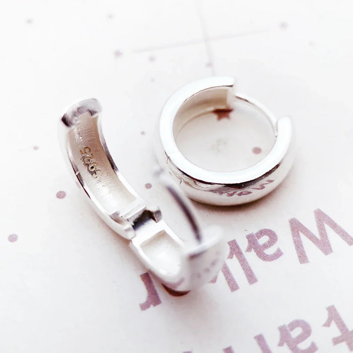 925 Sterling Silver Hinged Hoop Earrings Classic Creole Style For Women