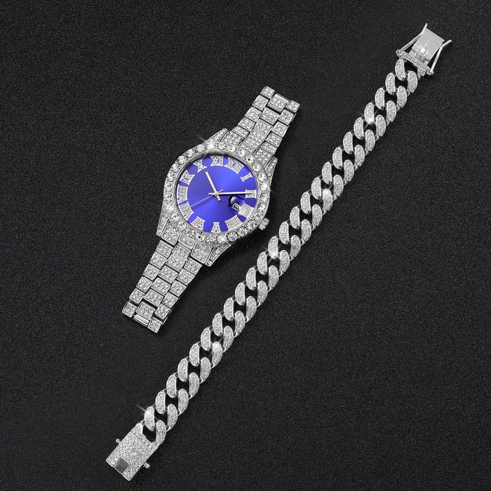 2 Piece Mens Watch Set Diamond Accents