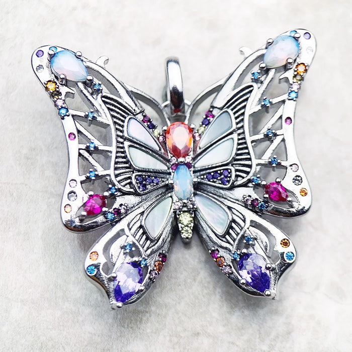 925 Sterling Silver Bohemia Butterfly Pendant Colourful 2022 Gift For Women