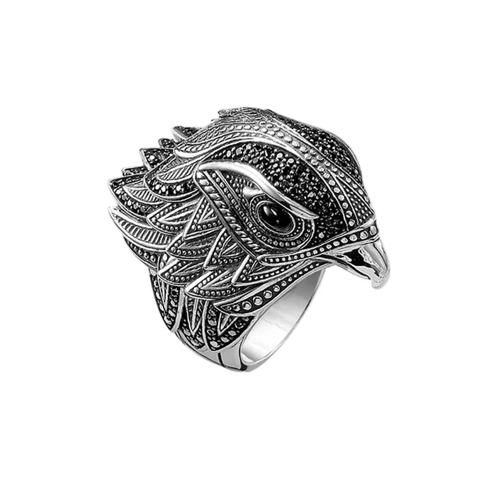 925 Sterling Silver Vintage Falcon Cocktail Ring Jewelry