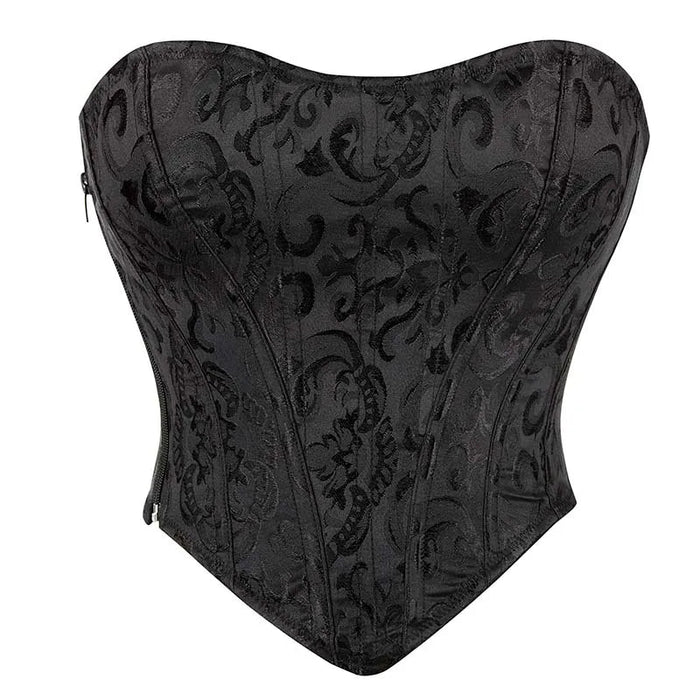 Summer Jacquard Lace Up Boned Corset Plus Size S-6Xl Zip Closure