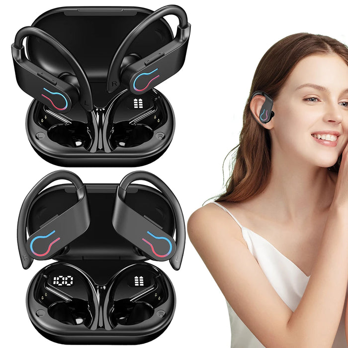 Bluetooth 5.3 Wireless Earbuds Sports Headphones With Earhooks Built-In Mic Earphones Waterproof Headphones Ear Buds For Sports