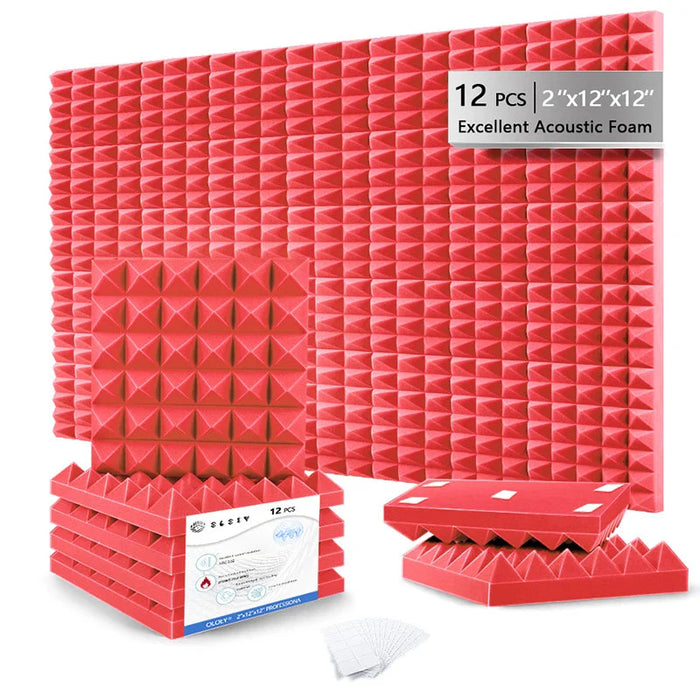 12 Pieces Acoustic Sound Proof Foam Panels For Wall Decor Door Ceiling Isolation