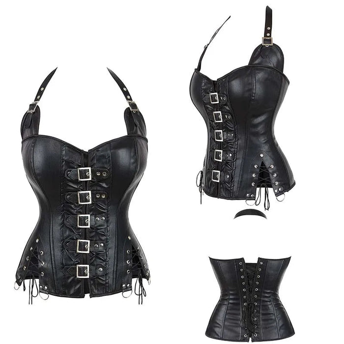 Steampunk Corselet With Zip & Buckle Women Gothic Fishbone Corset