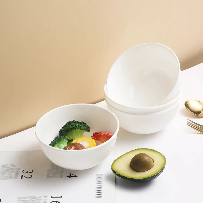 4 / 8 Piece Reusable White Vertical Grain Bowls