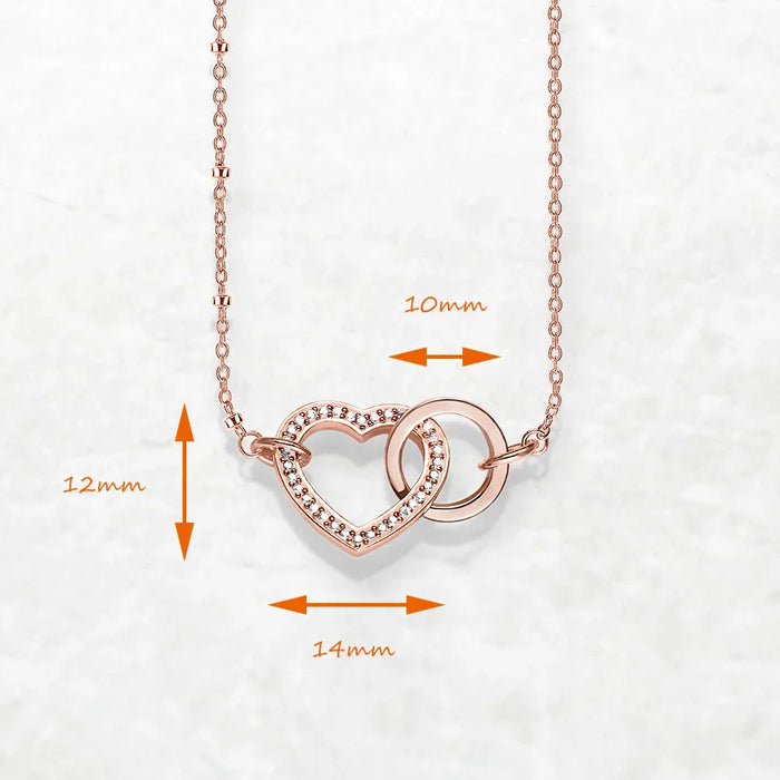 925 Sterling Silver Forever Together Rose Gold Necklace Romantic Gift