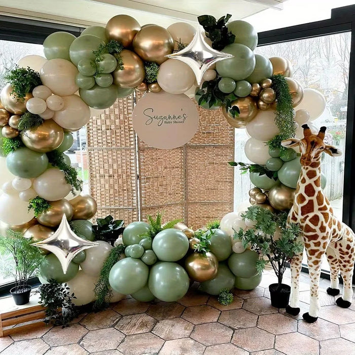 160Pcs Sage Green White Sand Gold Balloon Arch Kit Suitable For Baby Showers Birthdays Engagements Wedding Party Decorations