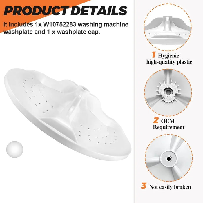 W10752283 Washing Machine Washplate For Whirlpool Washing Machine Wtw5000Dw1 W10834890 W10609476 Ap5956378 3452757 Ps10064549
