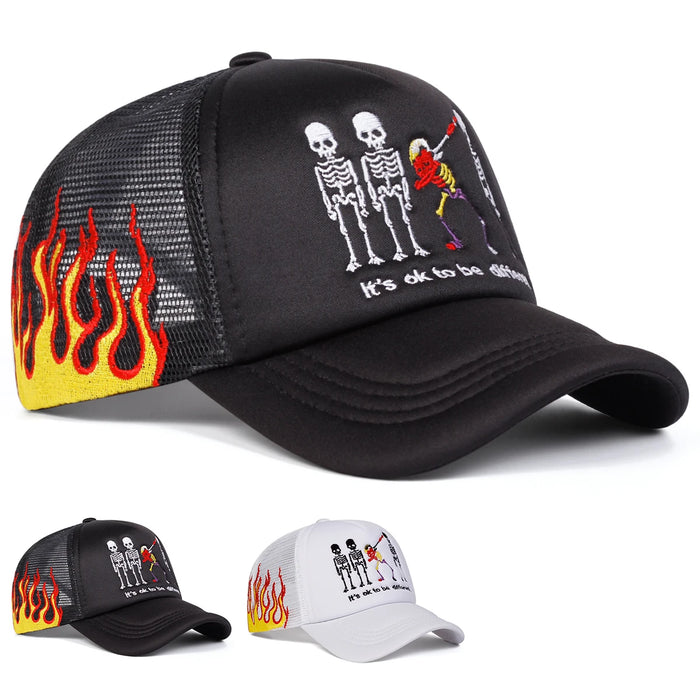 Embroidered Skeleton Baseball Cap Adjustable Sun Hat