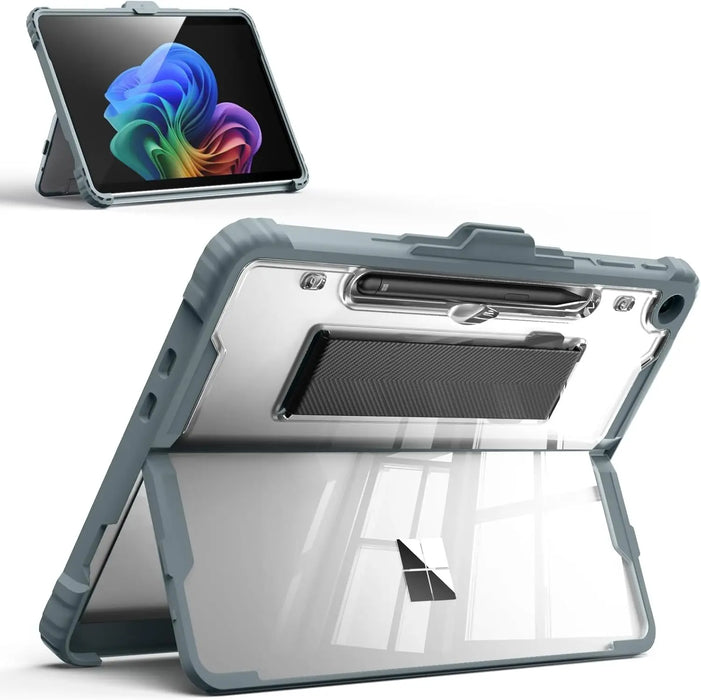 For Microsoft Surface Pro 12" 2025 All-In-One Rugged Transparent Protective Case With Pen Holder & Hand Strap