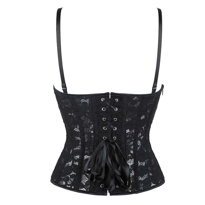 Xs-Xxl Spaghetti Strap Lace Mesh Lingerie With Padded Cups Plus Size Bustier